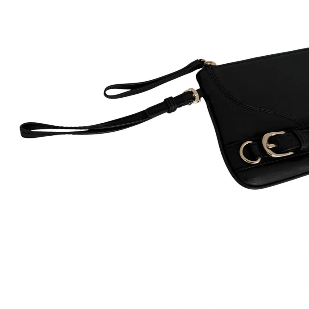 Ann Taylor Black Leather Elegant Wristlet Clutch  Bag